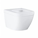 Vas WC Grohe Euro Ceramic 3920600H, suspendat, evacuare orizontala, rimless, fixare ascunsa, PureGuard, anti-bacterian, alb