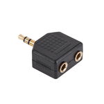 Adaptor 3.5mm Stereo - 2x3.5mm Stereo Gold, KlaussTech