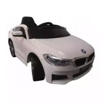 Masinuta electrica cu telecomanda, roti din spuma EVA si scaun din piele BMW 6GT - Alb, R-Sport