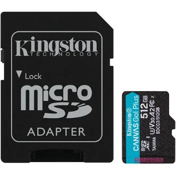 Kingston KINGSTON 512GB microSDXC Canvas Go Plus 170R A2 U3 V30 Card + ADP