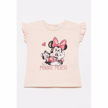 Tricou cu imprimeu cu Minnie Mouse si volane