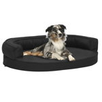Saltea ergonomică pat de câini, negru, 90x64 cm, aspect de in