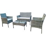 Set mobilier gradina/terasa Kring Barkaro, masa, canapea, 2 fotolii,perne crem