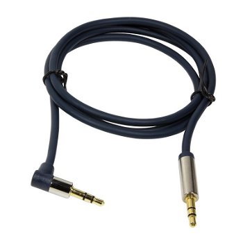 Cablu audio Logilink Jack 3.5 mm Male - Jack 3.5 mm Male, conector 90 grade, 1m, albastru