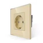 Priza simpla LUXION cu rama din sticla Gri