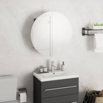 vidaXL Dulap de baie cu oglindă rotundă și LED, gri, 40x40x17,5 cm, vidaXL