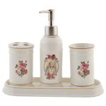 Set baie ceramica alba 4 piese roses