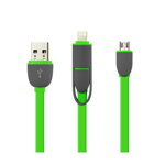 Cablu de date 2 In 1 Iphone 5/6 + Micro USB verde, pentru telefon sau tableta, C167, Mirciogu SHOP