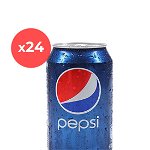Bax 24 bucati Suc carbogazos Pepsi Cola, 0.33L, doza, Romania