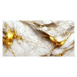 Tablou abstract imitatie marmura, auriu, alb 1783 - Material produs:: Poster pe hartie FARA RAMA, Dimensiunea:: 40x80 cm, 