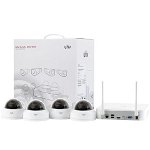 Sistem wireless Unv KIT-322F28W-4D NVR + 4 camere dome IP 2MP, Uniview