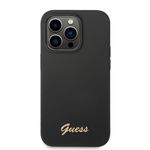 Husa Guess Silicon Metal Logo compatibila cu iPhone 14 Pro Max Negru