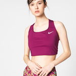 Nike, Bustiera cu tehnologie Dri Fit si suport mediu, pentru antrenament Swoosh, Roz fandango, 2X