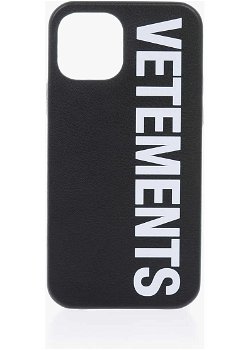 Vetements Leather 12 Pro Iphone Case With Maxi Logo Black, Vetements
