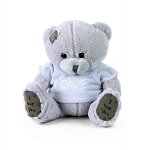Jucărie din pluș - Ursuleț gri în tricou, 15 cm