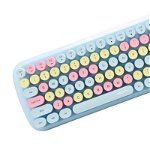 Kit tastatura si mouse wireless MOFII Candy XR, 100 taste, 4 butoane, 800-1200-1600 dpi, Albastru, Mofii