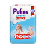 Scutece-chilotel Pufies Sensitive Pants, 6 Extra Large, Maxi Pack, 15+ kg, 38 buc