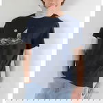 COLIN'S, Tricou cu decolteu la baza gatului si imprimeu grafic, Bleumarin