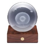 Veioză maro cu luminozitate reglabilă cu abajur din sticlă (înălțime 12 cm) Amber – Gingko, Gingko