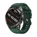 Smartwatch iSEN Watch DM50, Gri cu bratara verde silicon, Monitorizare functii vitale, AMOLED 1.43 , Bt v5.0, NFC, IP68, 400 mAh, iSEN