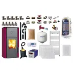 Pachet complet termosemineu cu peleti KOPH 13 kW, vas expansiune 8l, pompa recirculare, kit evacuare, boiler termoelectric 120L, termostat wi-fi