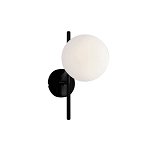 Aplica minimalista neagra FLORIS W1 cu glob alb din sticla 1x25W E14, Viokef