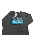 Bluza trening 100% bumbac pentru copii 13 ani - AJS World, grafit, AJS