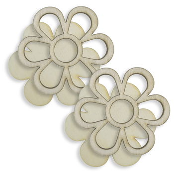 Floare placaj 6 petale 1 plina 1 decupata 4x4cm 2 set, Galeria Creativ