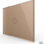 Intrerupator simplu wireless cu touch Livolo din sticla standard italian, Auriu, VL-FC1R-3G-13