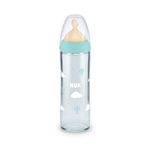 Biberon Nuk Nature Sense Sticla 240 ml Control Temperatura Tetina Silicon M 6-18 luni Alb, Nuk