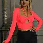 Bluza dama fucsia cu decupaj, 