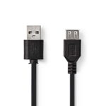 Cablu USB 2.0 A tata - A mama 2.0m, negru