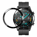 Folie de protectie ecran fullsize 3D pentru Huawei Watch GT2 46mm din fibra de sticla si hidrogel negru, krasscom
