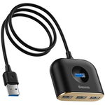 Hub USB 3.0 la USB 3.0 + USB 2.0 x3 Square Round 4 in 1 1m Negru, Baseus