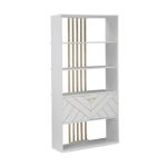 Biblioteca din MDF si metal, cu 2 usi Luxy Alb / Auriu, l90xA38xH182 cm