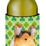 Caroline`s Treasures Collie Smooth St Patrick`s Day Shamrock Portret sticla de vin Hugger Verde Wine Bottle, 