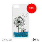 Husa Capac Spate Glitter Flower Albastru Apple iPhone 7, iPhone 8