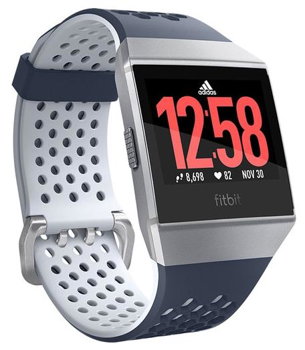 Bratara Fitness Fitbit Ionic Adidas Edition, Bluetooth, GPS, Rezistent la apa (Albastru/Gri)
