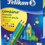 Creioane Color Combino Lacuite, Set 12 Culori, Sectiune Triunghiulara, Groase Pelikan, Pelikan
