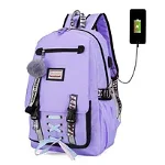 Ghiozdan Smart pentru copii, Material impermeabil, Port USB, Lacat anti-furt, 20 - 35 L, 30 x 14 x 47 cm, Violet