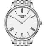Ceasuri Barbati Tissot Tradition 55 Round Leather Strap Watch 39mm Silver White Silver