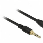 Cablu prelungitor audio jack 3.5mm (pentru smartphone cu husa) 3 pini T-M 0.5m Negru, Delock 85574, Delock