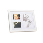 Kit amprente mulaj cu cerneala gri pentru manuta si piciorus Tiny Memories Frame non-toxic 10x15 cm alb Baby HandPrint, Baby HandPrint
