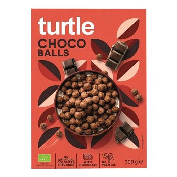 Bile crocante din cereale invelite in ciocolata Turtle, bio, 300g, Turtle