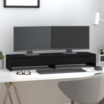 Suport pentru monitor vidaXL, negru, 100x27x15 cm, lemn masiv de pin