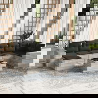 Set mobilier de gradina cu perne, vidaXL, 8 piese, gri deschis poliratan, 58 kg 3222891