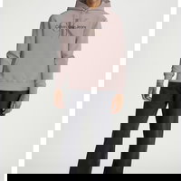 CALVIN KLEIN JEANS, Hanorac din bumbac organic cu imprimeu logo contrastant, Maro deschis/Roz prafuit