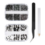 Strasuri Unghii cu Penseta & Creion Aplicare LUXORISE Black Obsession, 12 modele, LUXORISE Nail Art