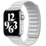 Curea iUni compatibila cu Apple Watch 1/2/3/4/5/6/7, 42mm, Leather Link, White, iUni