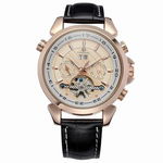 Ceas Forsining, curea din piele neagra, calendar complet, mecanism automatic cu Tourbillon, stil Fashion + cutie cadou, Oferte Cu Reduceri Romania